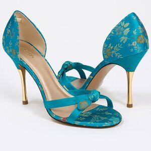 NWT | Splash Fashion Turquoise Satin Floral Heels | Size 7